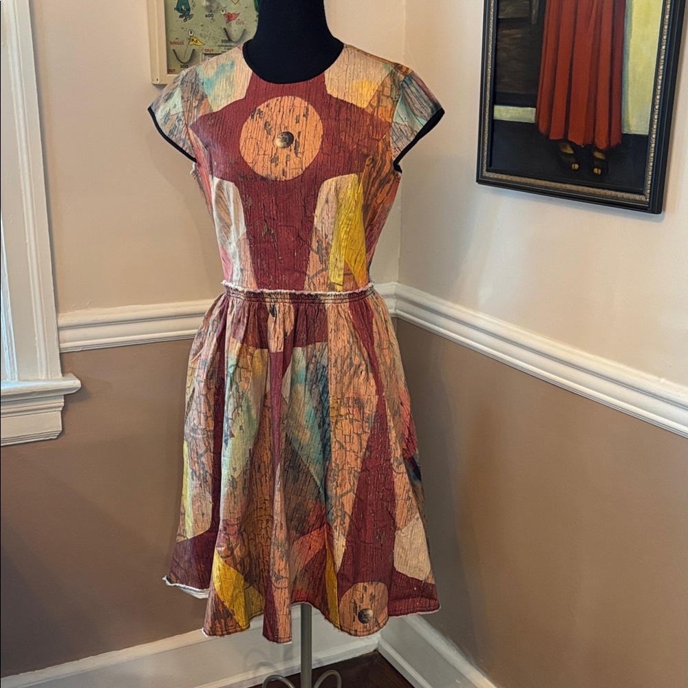 Making the Cut Season 2 episode 5 winning look Artistic Multicolor Midi Dress